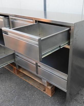 Banco alimenti inox usato con 8 cassetti