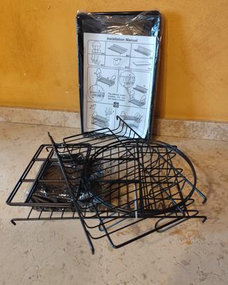scolapiatti in ferro con vaschetta in plastica 