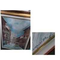 quadro dipinto olio su tela Tram Milano