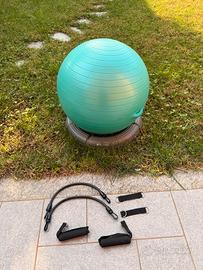 Fitball con maniglie, anello di stabilità e fasce