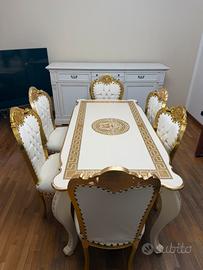 set tavolo+ 6 sedie, stile Versace.