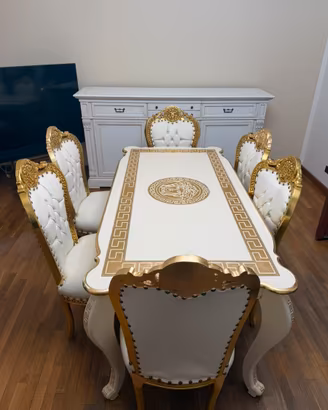 set tavolo+ 6 sedie, stile Versace.