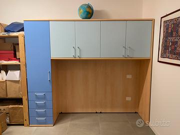 Cameretta a ponte Colombini azzurro/legno