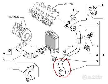 Tubo Intercooler Musa - Ypsilon 1.3 MJT 51768138