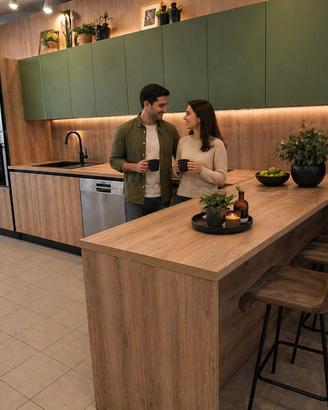 Splendida cucina moderna rovere & verde avocado