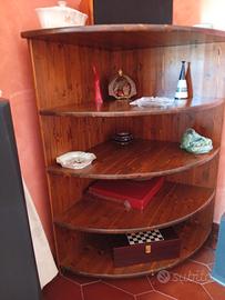 Mobile angolare in legno a 4 ripiani 