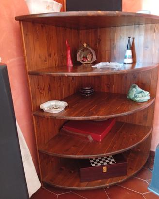 Mobile angolare in legno a 4 ripiani 