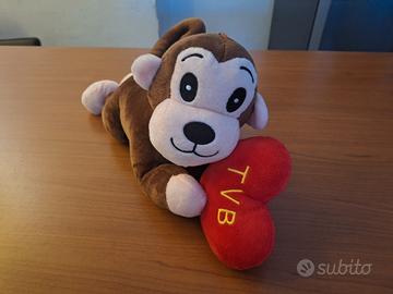 Peluche scimmia con cuore rosso TVB morbido nuovo