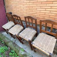 Sedie x 4 in legno con seduta in corda