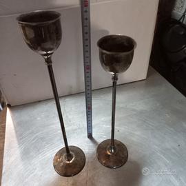 n.2 portacandele in acciaio 