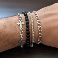 set di bracciali da uomo in acciaio inox 