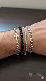 set di bracciali da uomo in acciaio inox 