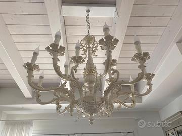 Lampadario vintage 15 bracci bianco
