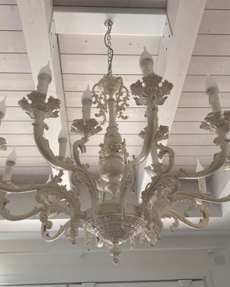 Lampadario vintage 15 bracci bianco