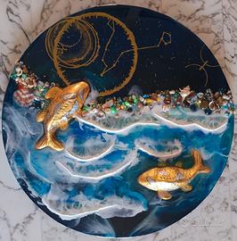 Pannello gigante 3D in resina "Carpe Koi" 70 cm