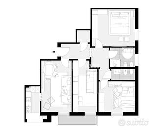 AMPIO QUADRILOCALE CON TRE CAMERE, DUE BAGNI, BALC