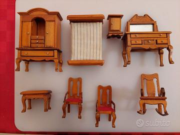 Miniatura vintage in legno stanza da letto