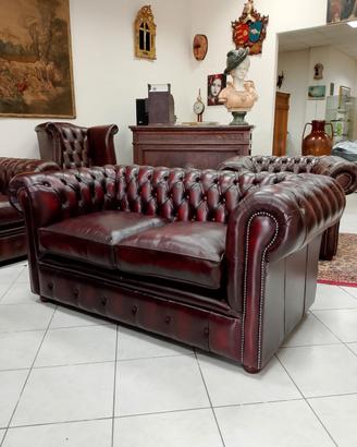 Divano Chesterfield club 2 posti nuovo bordeaux 