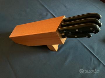 Set di 6 coltelli da cucina + ceppo in  legno