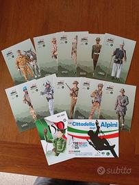 cartoline alpini e barattolo in latta 