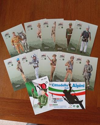 cartoline alpini e barattolo in latta 