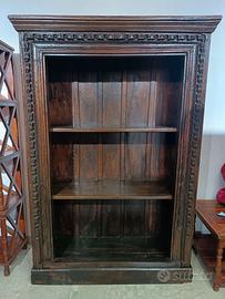 Libreria etnica coloniale in legno massello