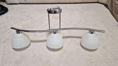 Lampada da soffitto a 3 luci-in vetro bianco