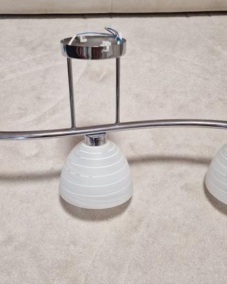 Lampada da soffitto a 3 luci-in vetro bianco