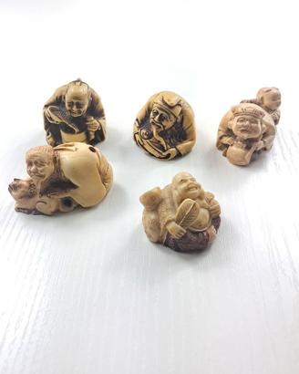 5 Statuette di netsuke giapponesi anni 50/60