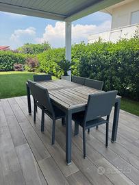 Set Pranzo Giardino ALLUNGABILE+6 Sedie Polyrattan