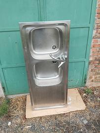 lavandino doppio in acciaio senza miscelatore 