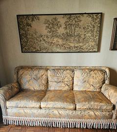 Divano e 2 poltrone di grande qualità seta e piume