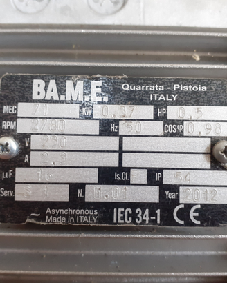 Motore monofase Mec 71 2P 0,37kw 0,5Hp B3