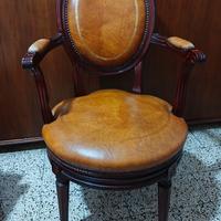 Poltrona in pelle e legno - stile marino