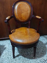 Poltrona in pelle e legno - stile marino