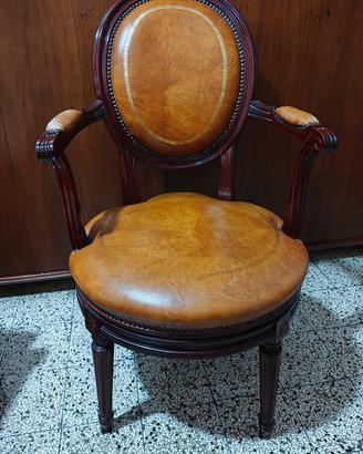 Poltrona in pelle e legno - stile marino