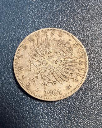 MONETA 2 LIRE AQUILA SABAUDA 1901