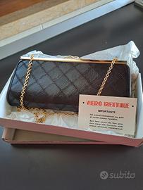 borsetta patchwork in rettile marrone anni 60/70