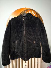 Donna Cappotto Nero Corto In Finta Pelliccia