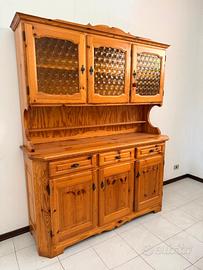Splendida credenza con alzata in pino di Svezia