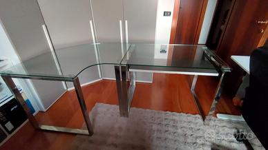 Scrivania angolare in vetro temperato