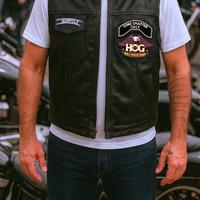 GILET BIKER IN PELLE – TAGLIA L – COMO CHAPTER