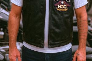 GILET BIKER IN PELLE – TAGLIA L – COMO CHAPTER