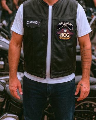 GILET BIKER IN PELLE – TAGLIA L – COMO CHAPTER
