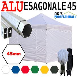 Gazebo pieghevole 3x3m alluminio bianco esagonale