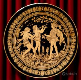Piatto artigianale Grecia classica smalto e oro 🔱