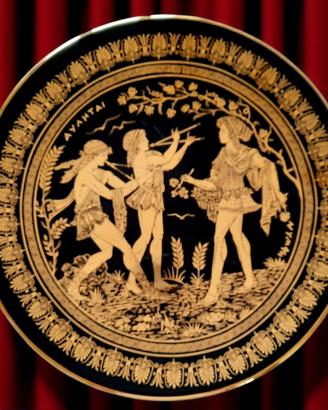 Piatto artigianale Grecia classica smalto e oro 🔱