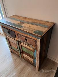 Credenza multicolore in legno riciclato L 90 cm
