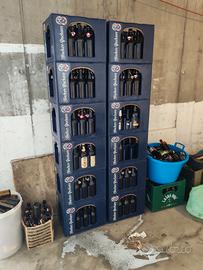 bottiglie vetro per birra più cassa in plastica 