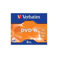 VERBATIM DVD-R 16X, 4,7GB, 5 Pezzi